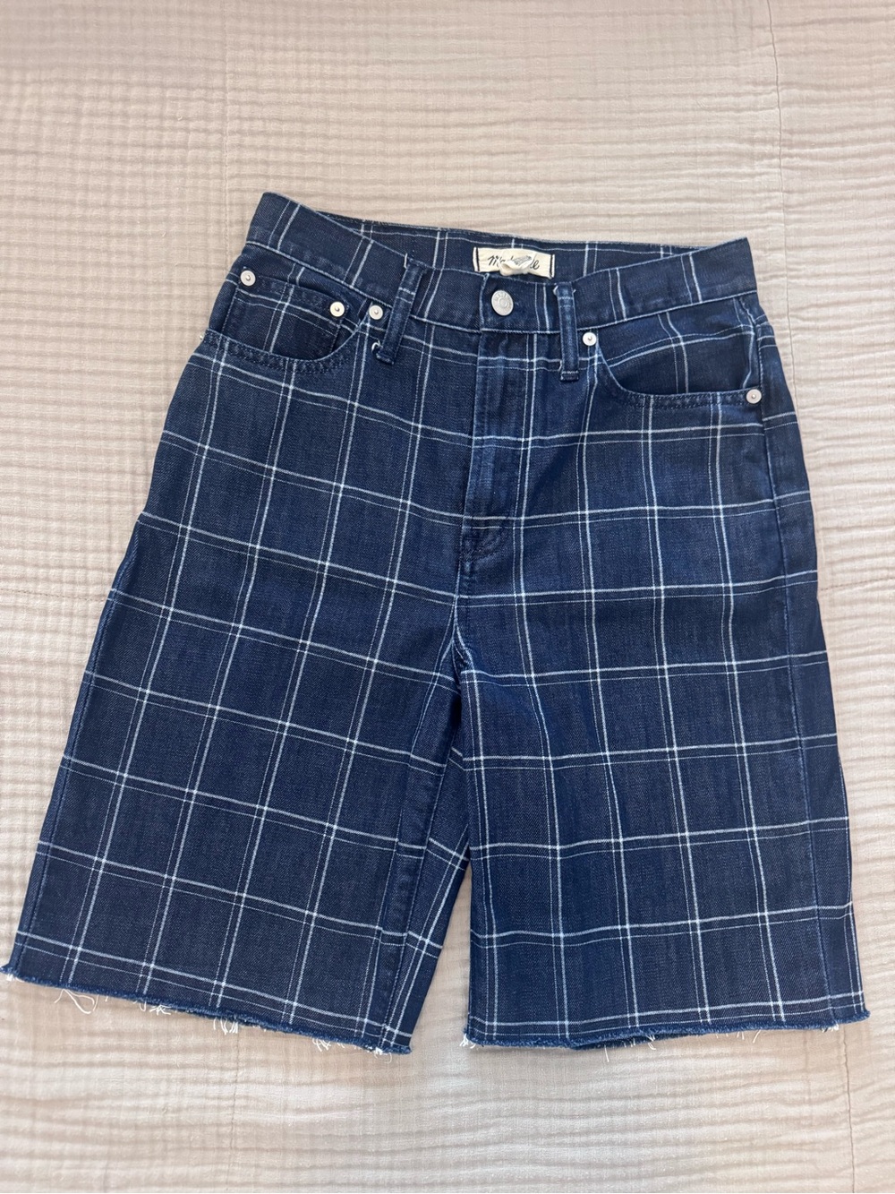 The Perfect Vintage Madewell Wide-Leg Jean Shorts  in Windowpane